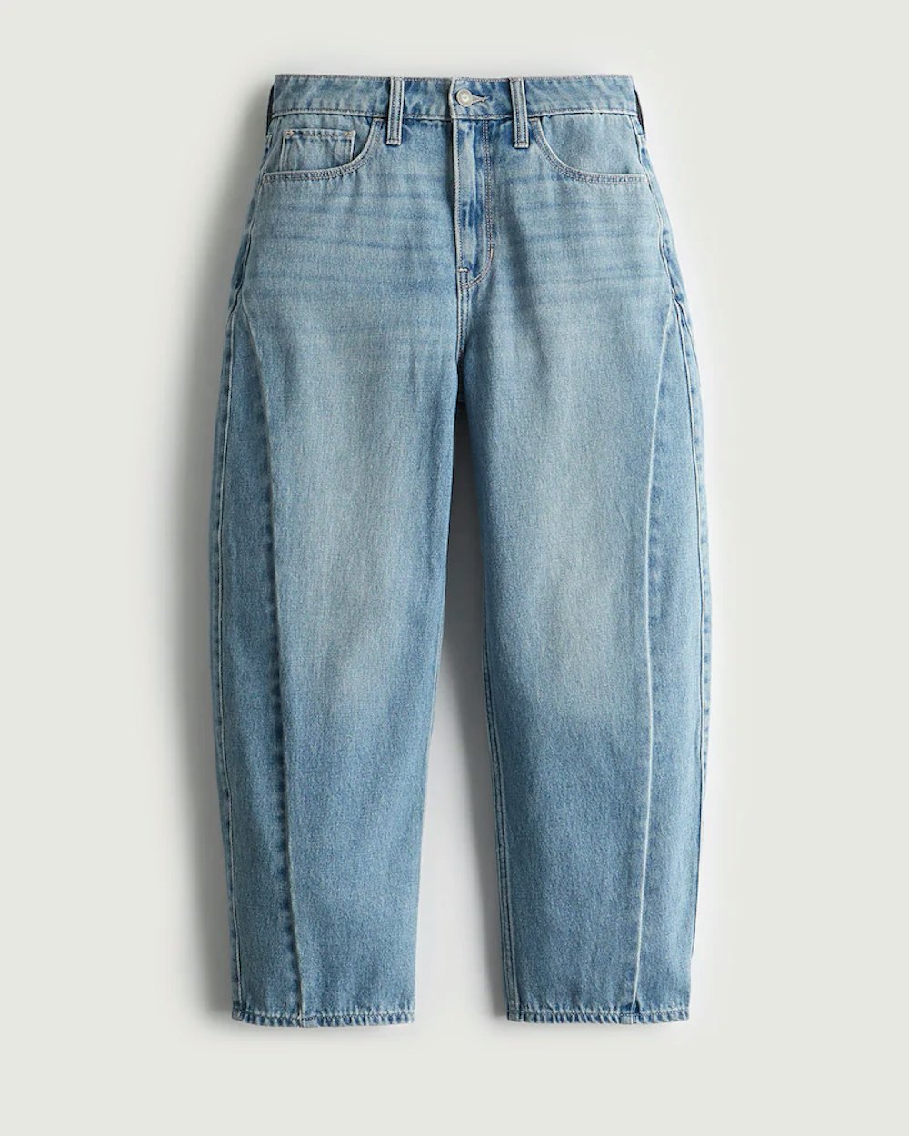 High-Rise Medium Wash Barrel Jeans