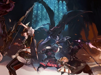 Cover art depicting a battle against monsters from Final Fantasy XIV.