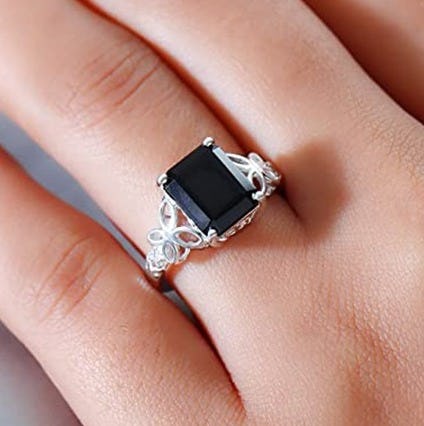 Shop LC 925 Sterling Silver Black Tourmaline Ring