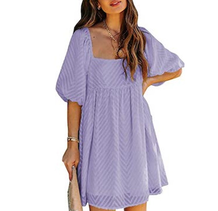 Dokotoo Puff-Sleeve Chiffon Mini Dresses