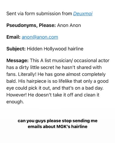 An email about a bald celebrity sent to @DeuxMoi