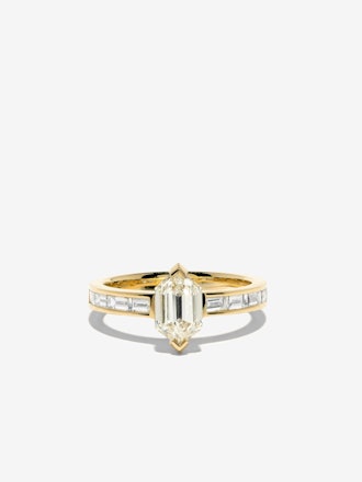 Hexagon Diamond Deco Engagement Ring