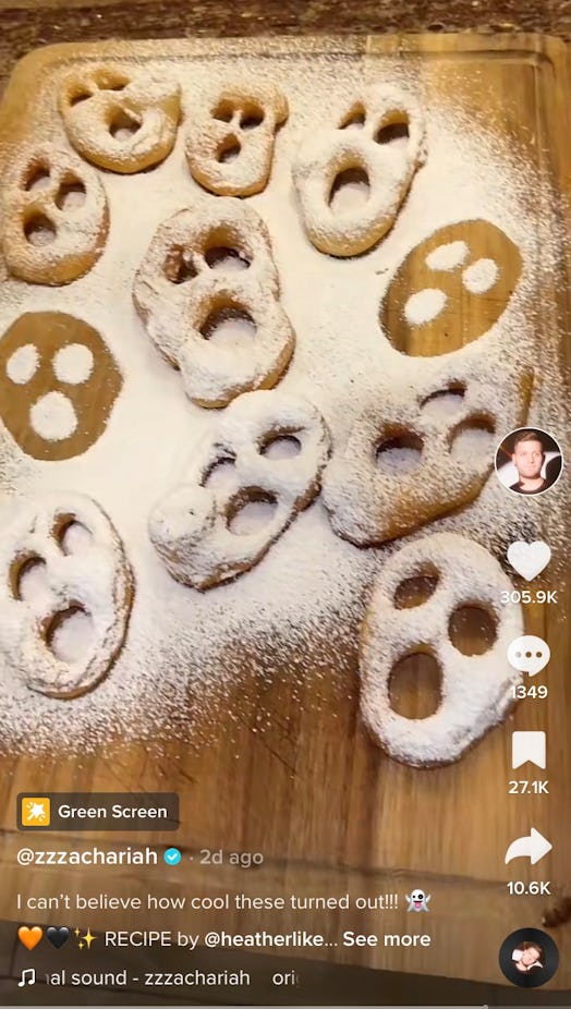 Zachariah shows how to make scary ghost doughnuts on TikTok for Halloween. 