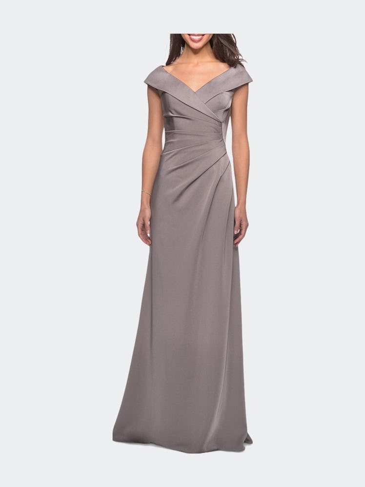 La Femme gray bridesmaid gown