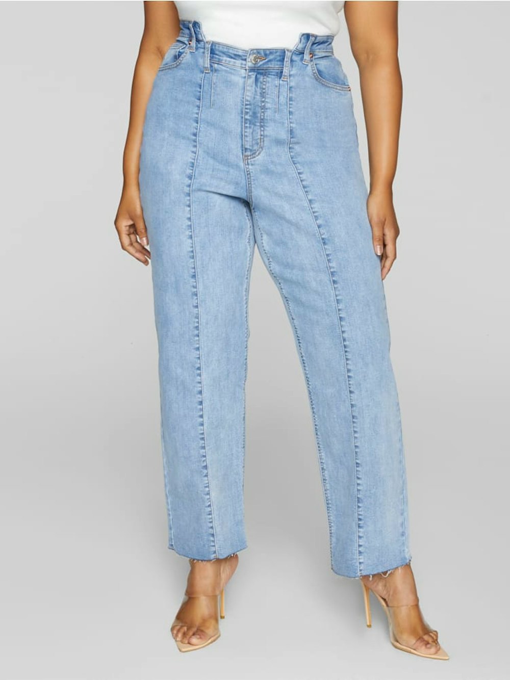 Plus Size High Rise Seam Detail Relaxed Fit Jeans