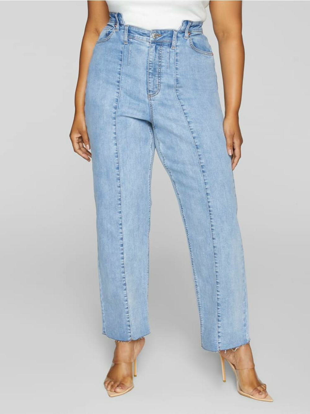 Plus Size High Rise Seam Detail Relaxed Fit Jeans