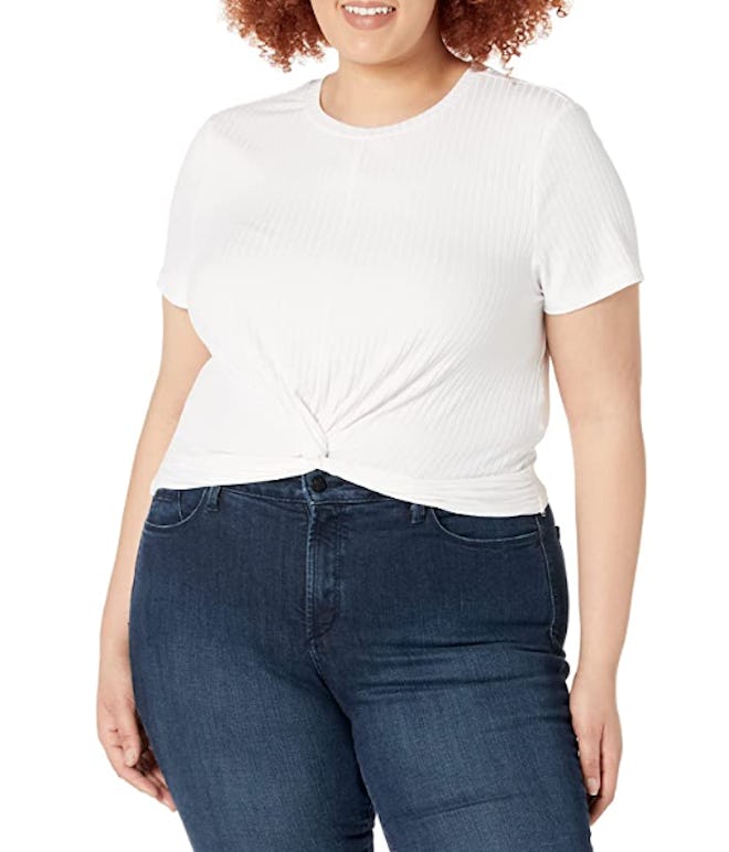 Romwe Front Twist Crop T-Shirt