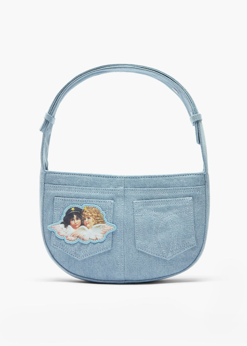 Angels Patch Denim Shoulder Bag