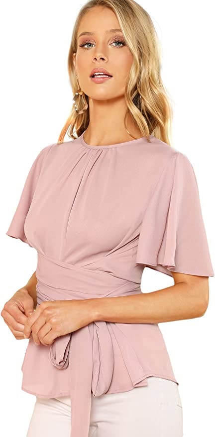 Romwe  Tie Waist Blouse