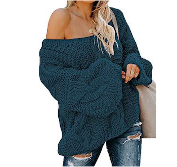 Astylish Off-Shoulder Cable-Knit Sweater