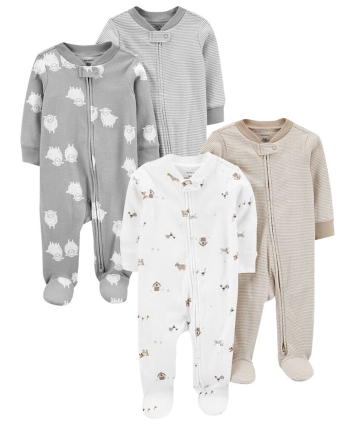 This 4-Pack 2-Way Zip Cotton Sleep & Play Bundle is part of the Carter's Labor Day sale.
