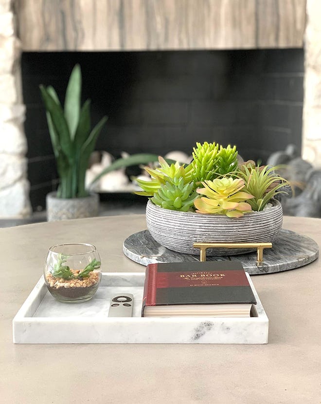 Comfort Theory Italian White Marble Vanity Tray