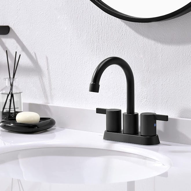 Phiestina Matte Black Bathroom Faucet Handle Centerset 