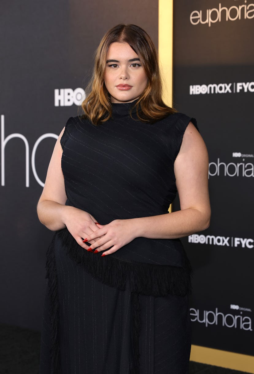 Barbie Ferreira wearing a black dress at a 'Euphoria' season 2 event
