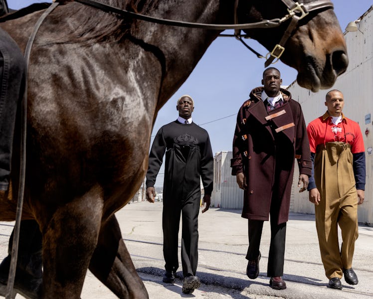 Burberry's fall 2022 campaign featuring several members of the Compton Cowboys and a horse