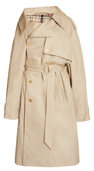 Off-The-Shoulder Cotton Trench Coat