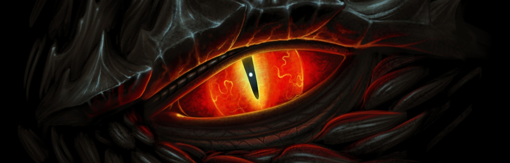 Glowing red dragon eye