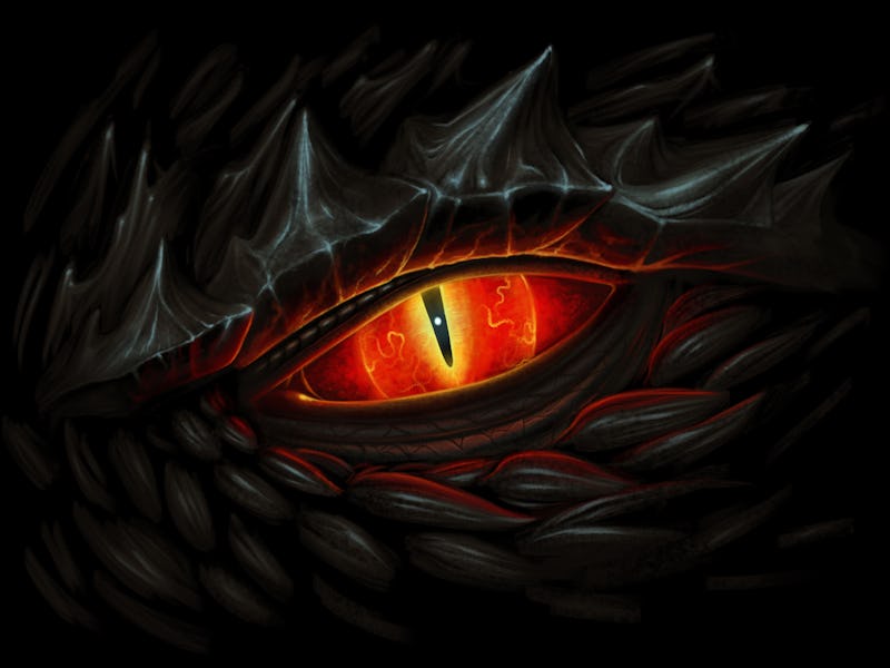 Glowing red dragon eye