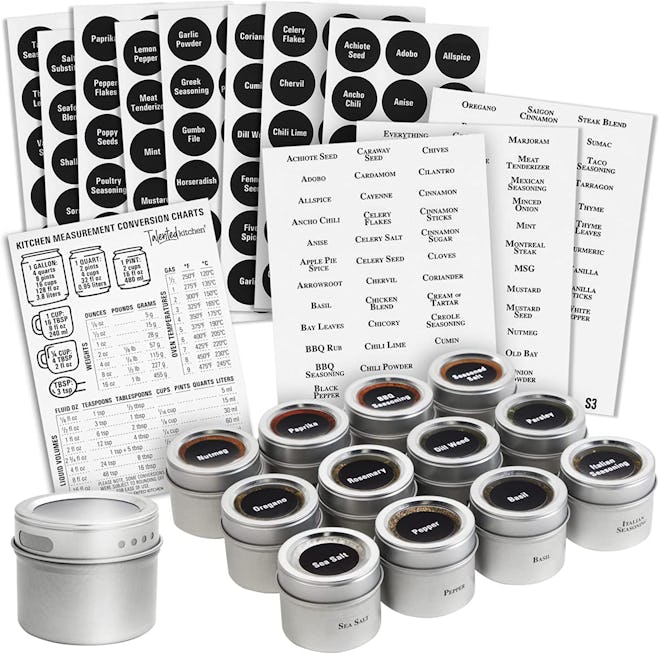 Talented Kitchen Magnetic Spice Jar Container Set (12-Pack)