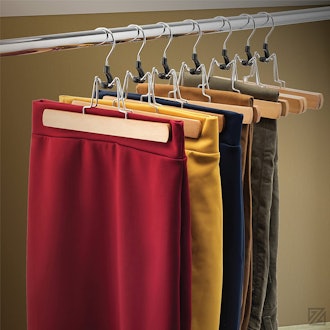 Zober Wooden Pants Hangers with Clips 10 Pack