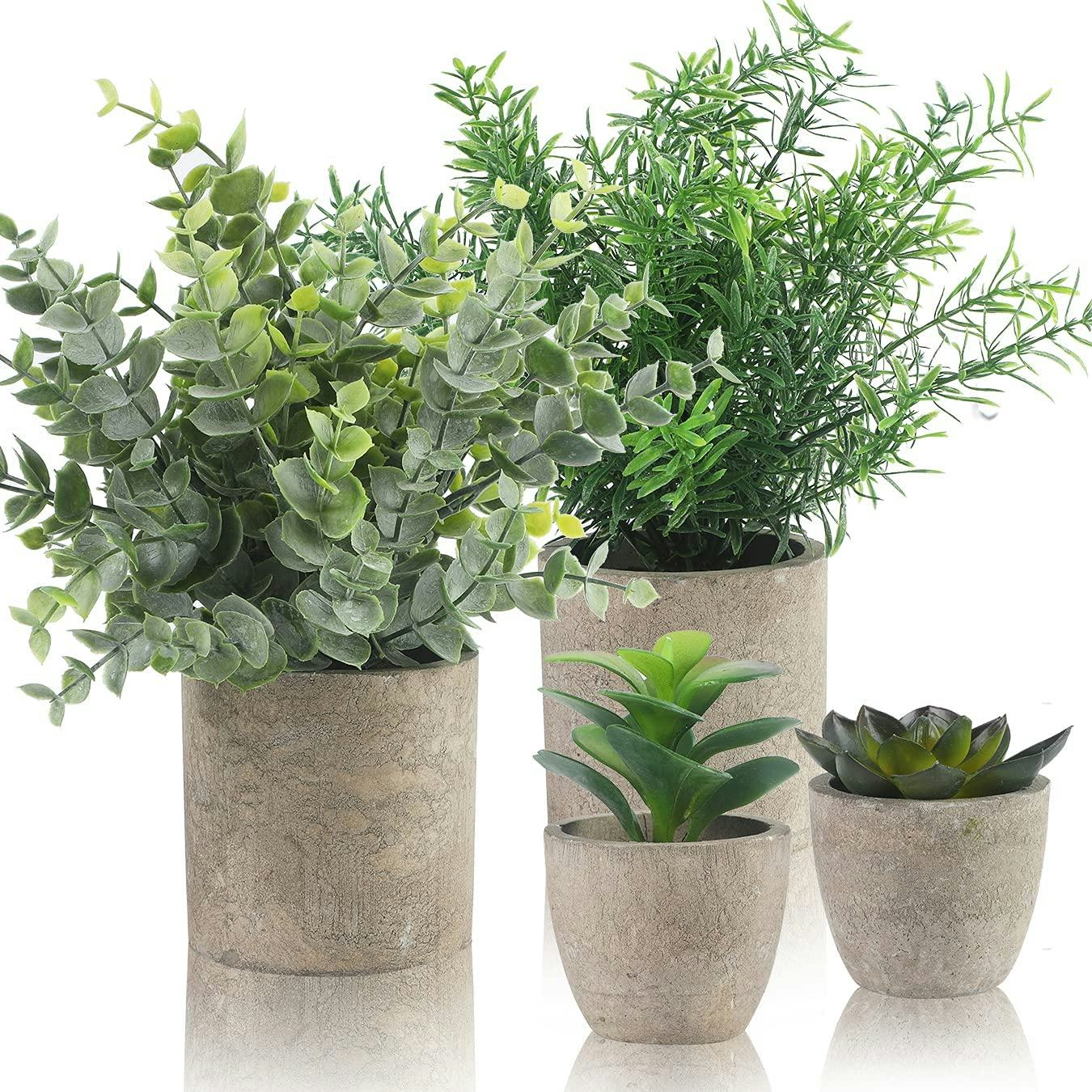 ALAGIRLS Small Artificial Plants (Set of 4)
