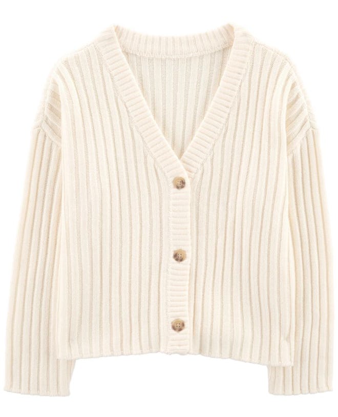 This Girls Sweater Knit Cardigan in Milk is part of the Carter's Labor Day Sale.