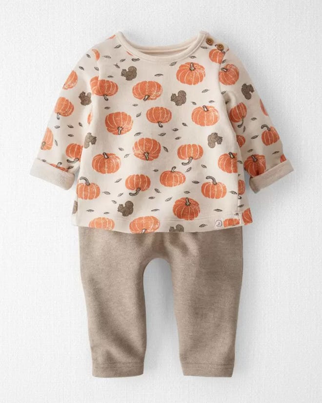 This Organic Cotton Pumpkin Print 2-Piece Set is part of the Carter's Labor Day sale.