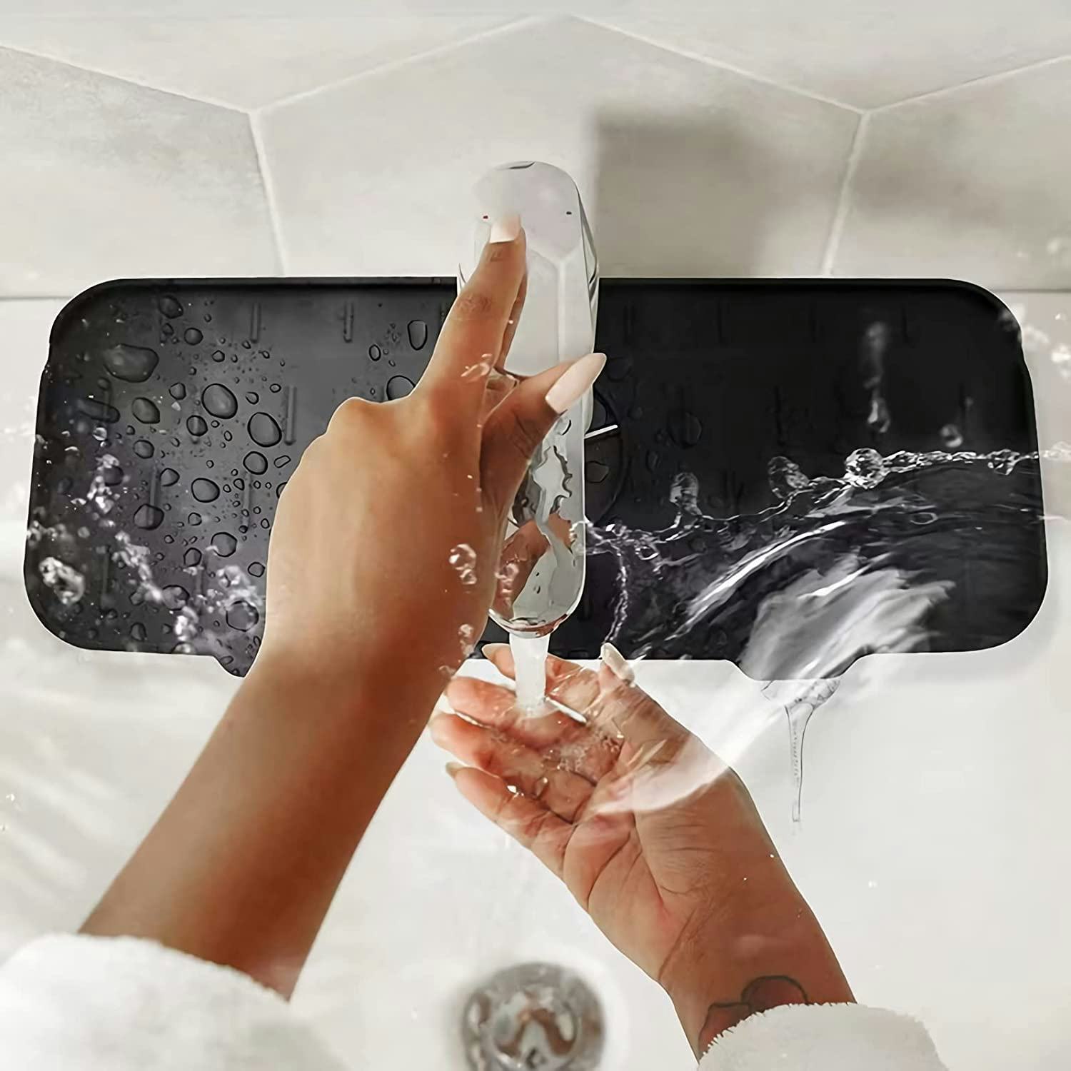 WASJOYE Sink Faucet Splash Guard Mat