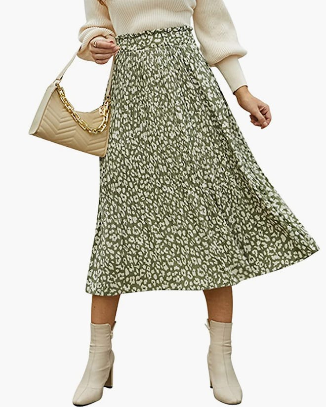 EXLURA High Waist Pleated Midi Skirt