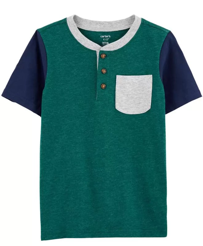 This green pocket Henley tee is on sale at Carter's for Labor Day.