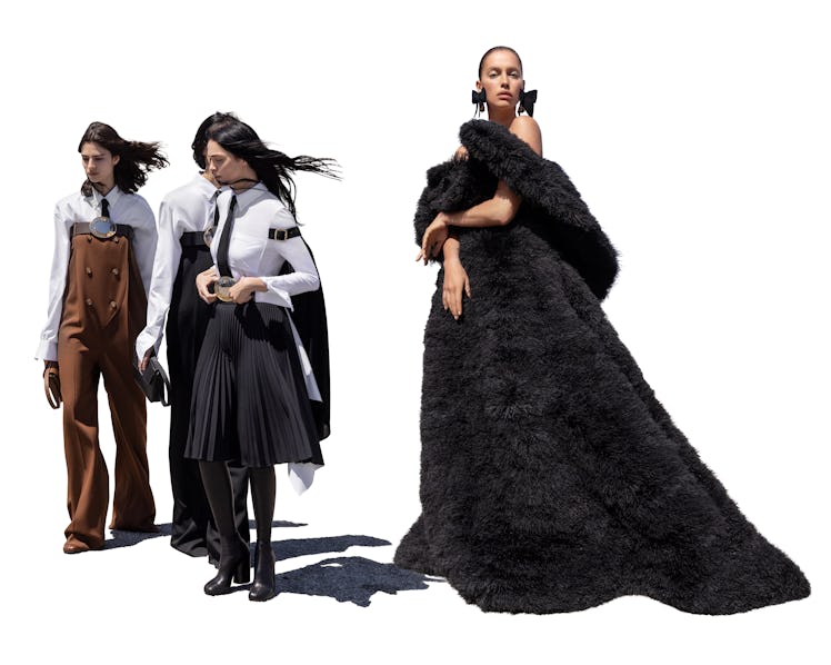 Four models wearing Burberry in the house's fall 2022 campaign 