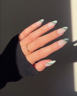 green french tip nail design 