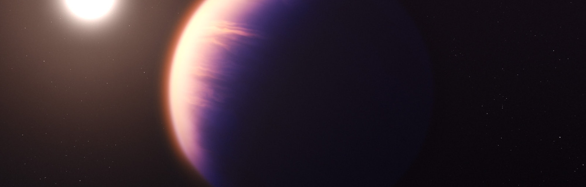 large jupiter-like planet glowing from light of a nearby star
