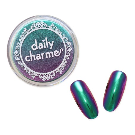Get chrome nails at home using Chameleon Color Shifting Chrome Powder in Artemis Green from Daily Ch...