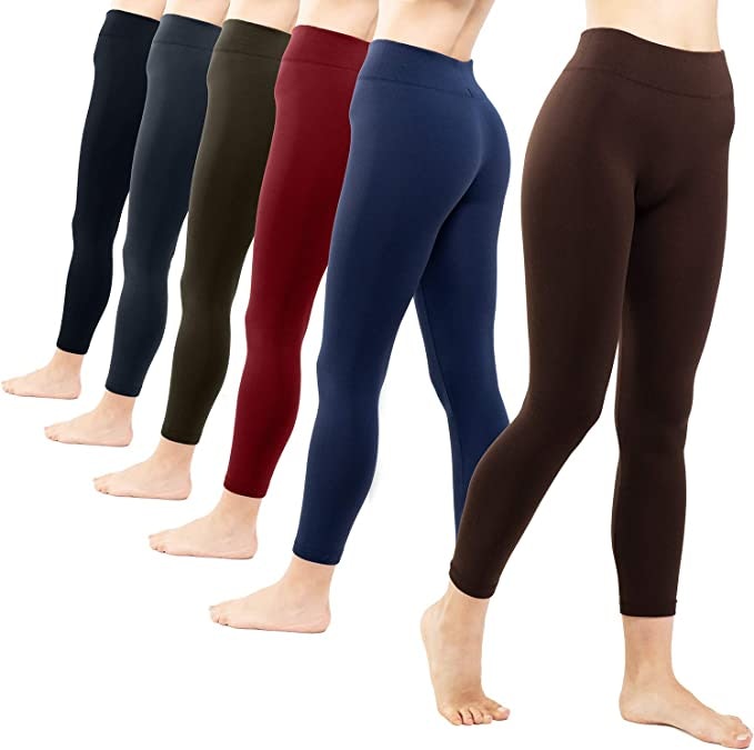 YEZII 2 Pack Fleece Lined Leggings with Pockets for Women,High