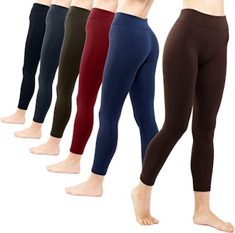 Free to Live Store 6 Pack Seamless Fleece Lined Leggings for Women