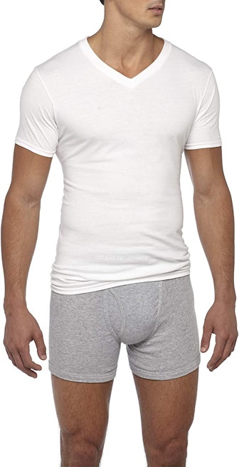 These V-neck undershirts for white dress shirts are made from soft cotton jersey.