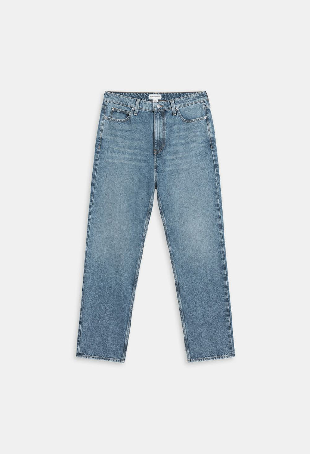Stone Wash Straight Denim Pant