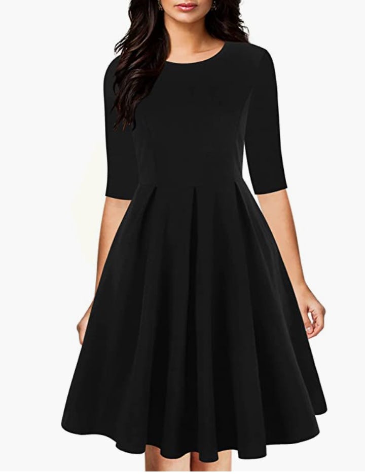 oxiuly Vintage Half Sleeve Swing Dress