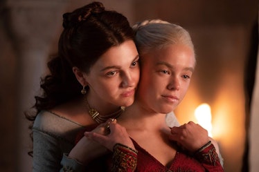 Young Rhaenyra and Alicent in House of the Dragon.