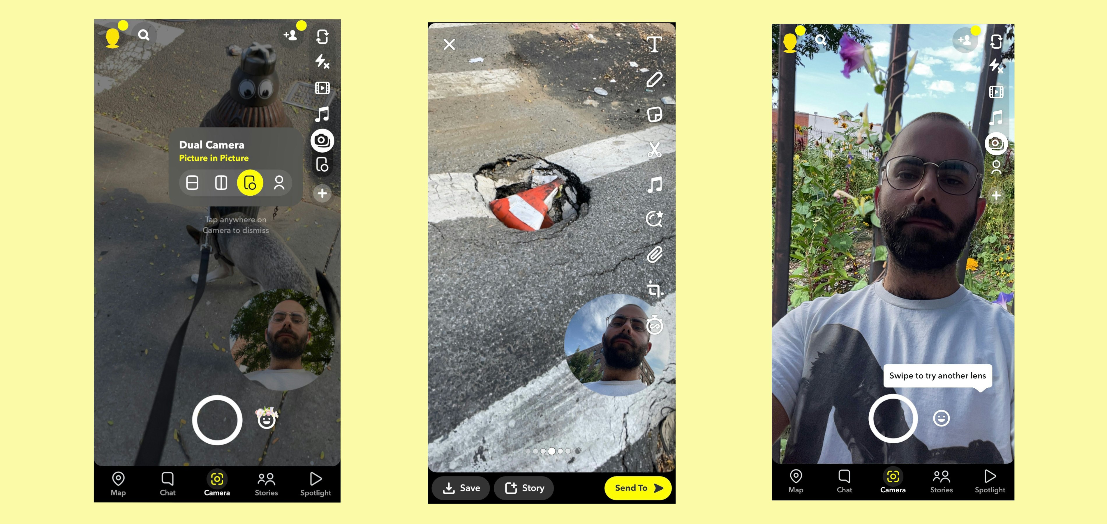 Snapchat's Dual Camera feature isn't quite a BeReal copycat