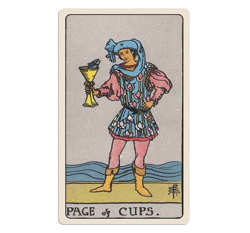 The page of cups in the Rider Waite tarot.