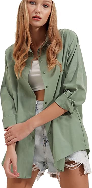 BIG DART Dressy Button-Down Blouse