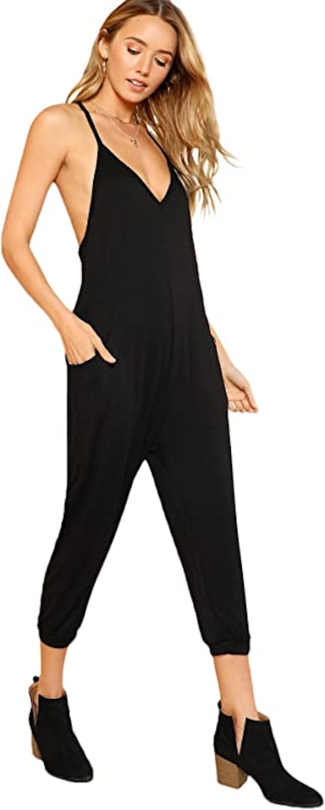 DIDK V-Neck Spaghetti-Strap Jumpsuit