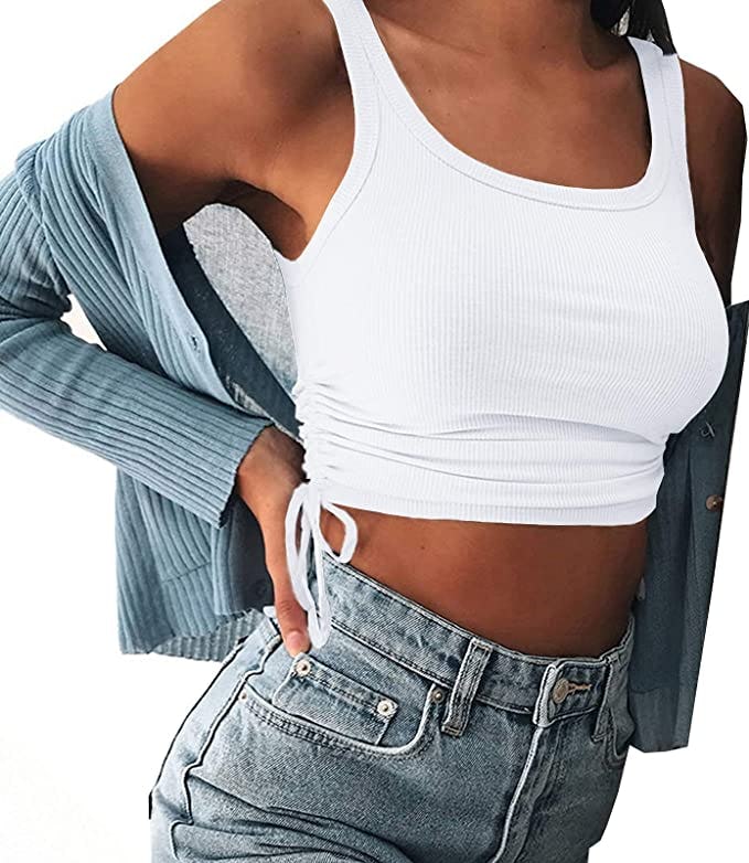 Artfish  Drawstring Side-Ruched Tank Top