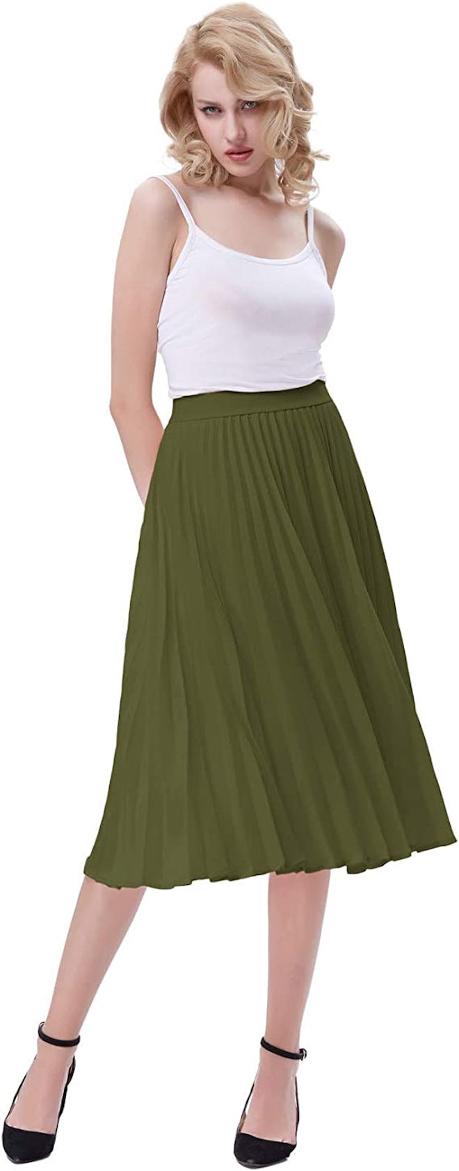 Kate Kasin High-Waisted Swing Skirt