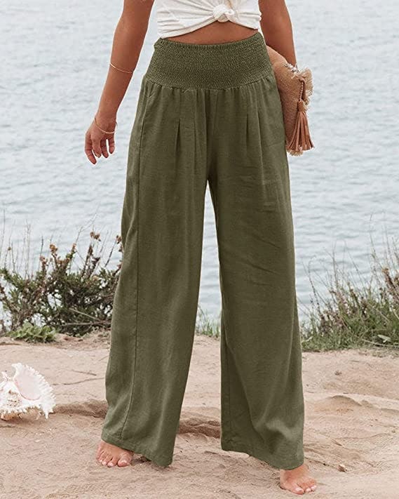 Vansha High-Waisted Cotton Palazzo Pants