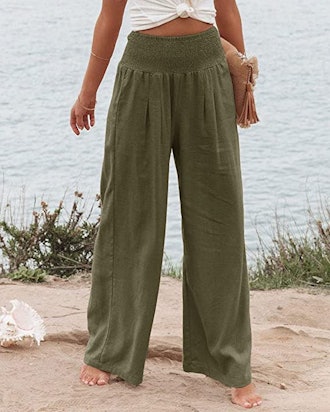 Vansha High-Waisted Cotton Palazzo Pants 