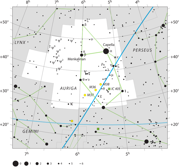 constellation guide showing auriga