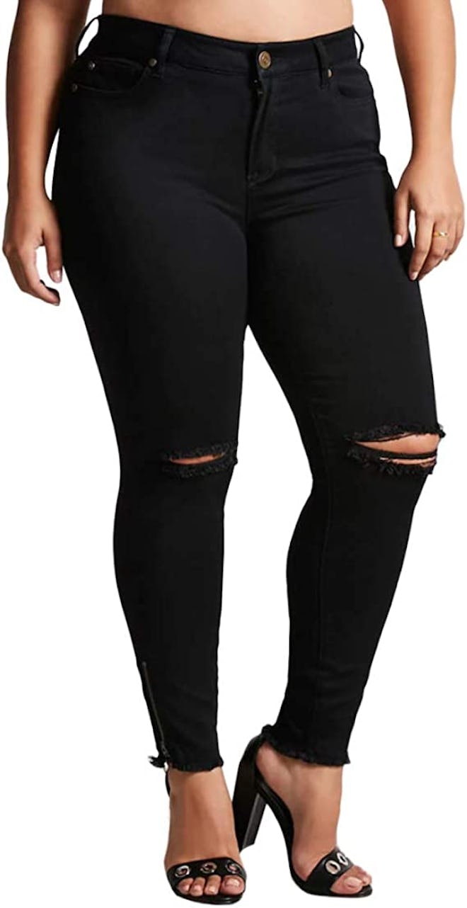 ALLABREVE Plus Size Ripped Stretch Jeans